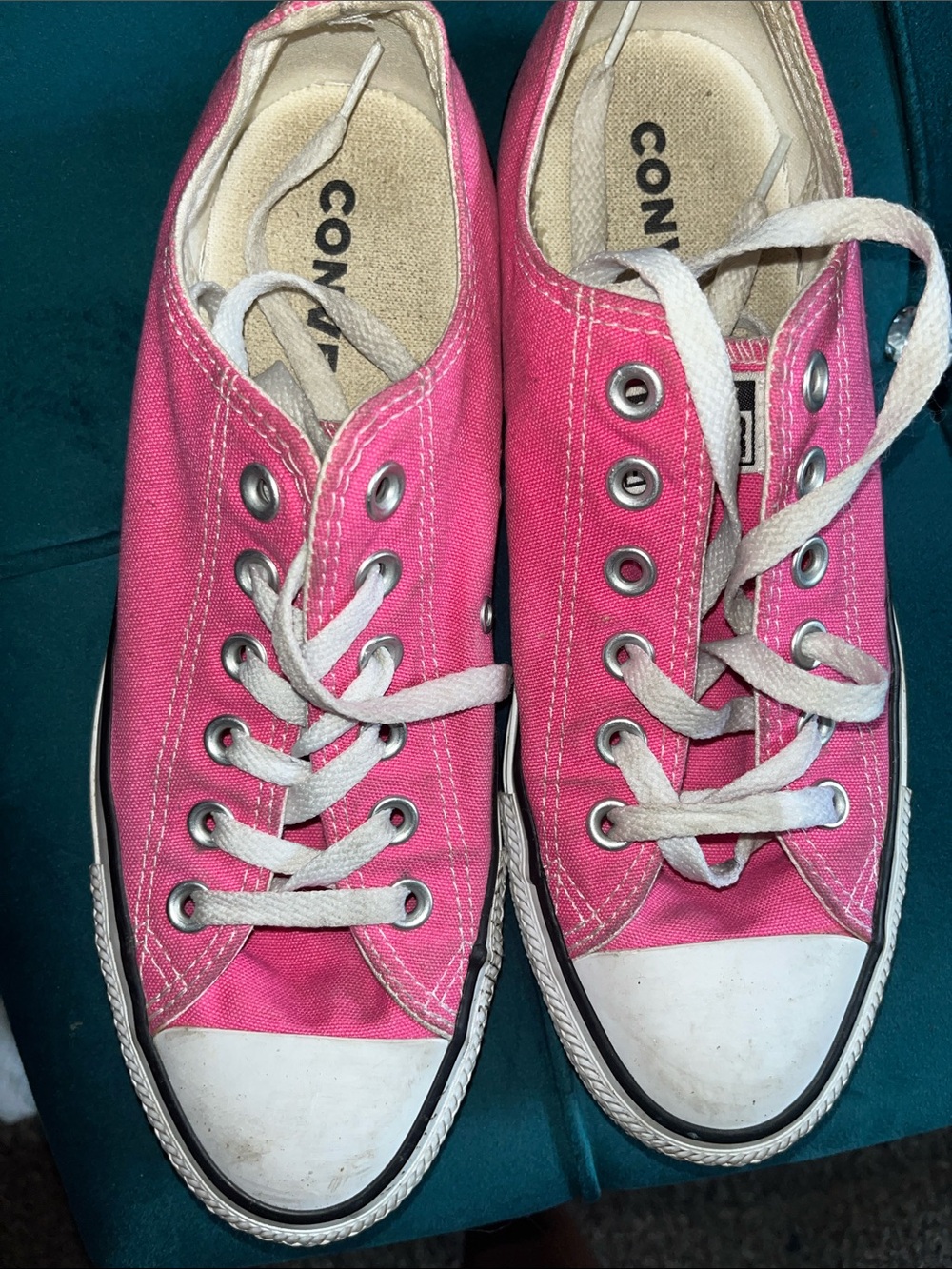 Converse Women's Low Top Canvas Sneakers in Bright Pink